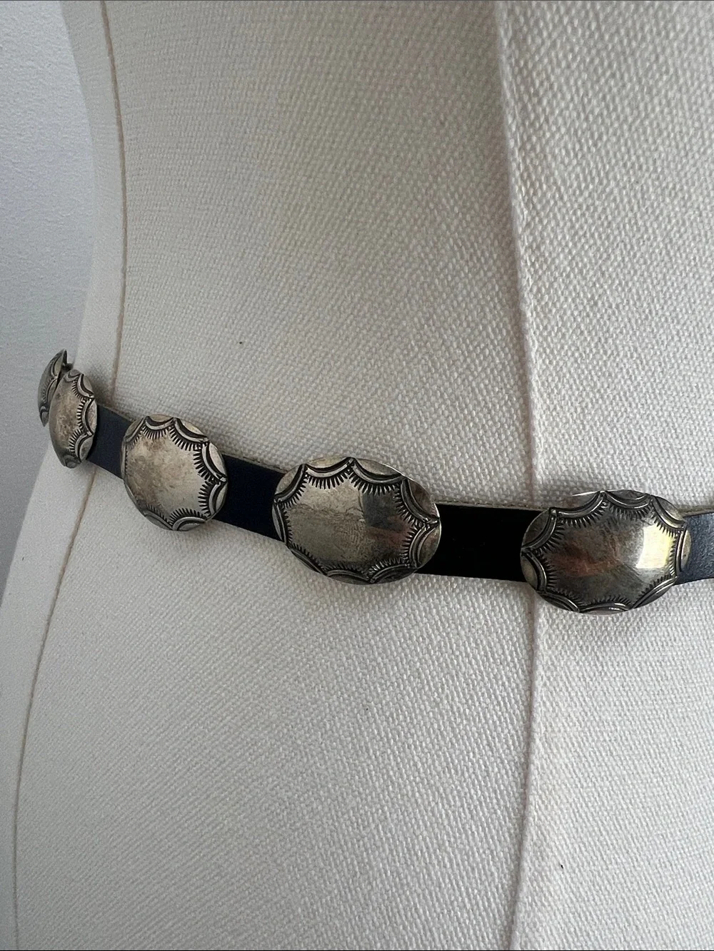 Vintage Mary Rita Padilla Sterling Silver Leather Concho Belt Navajo Native